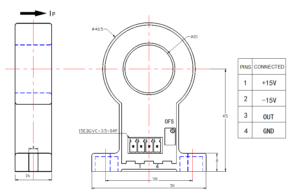 DC leakage current sensor drawing